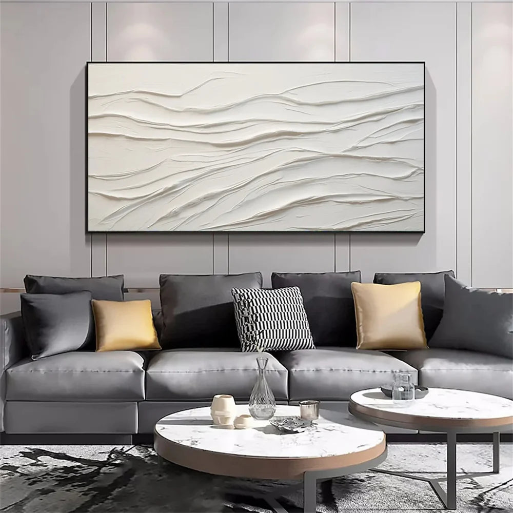 White Minimalist Textured Wall Art #WM060