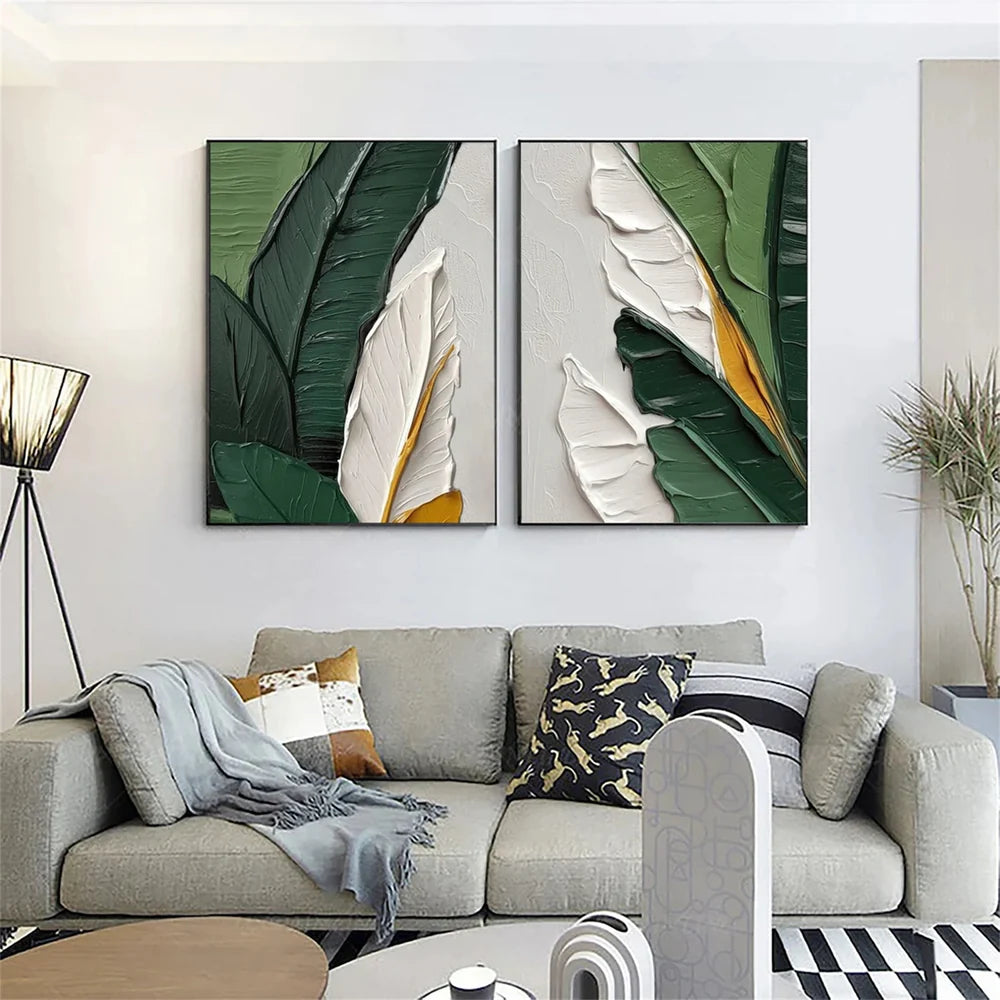 Abstract Flower And Tree Textured Canvas Art Set of 2 #MF045