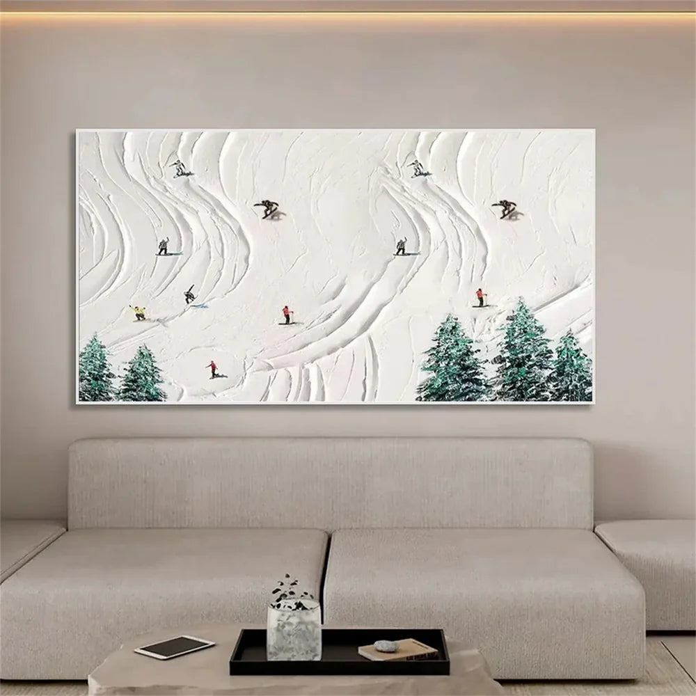 Skiing Sport Textured Canvas Painting #PB016