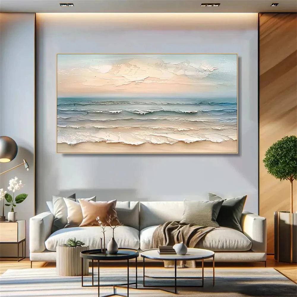 Colorful Abstract Ocean And Sky Textured Canvas Art # OC008