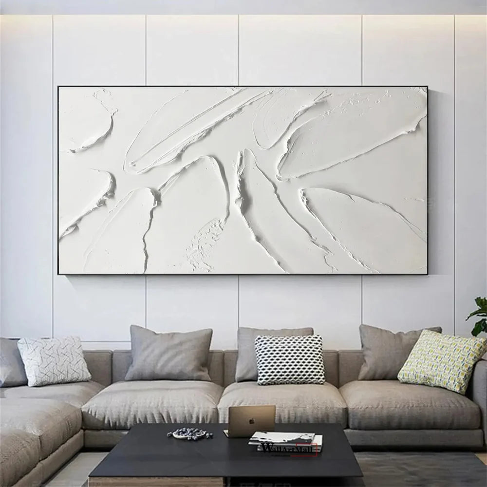 White Minimalist Textured Wall Art #WM059