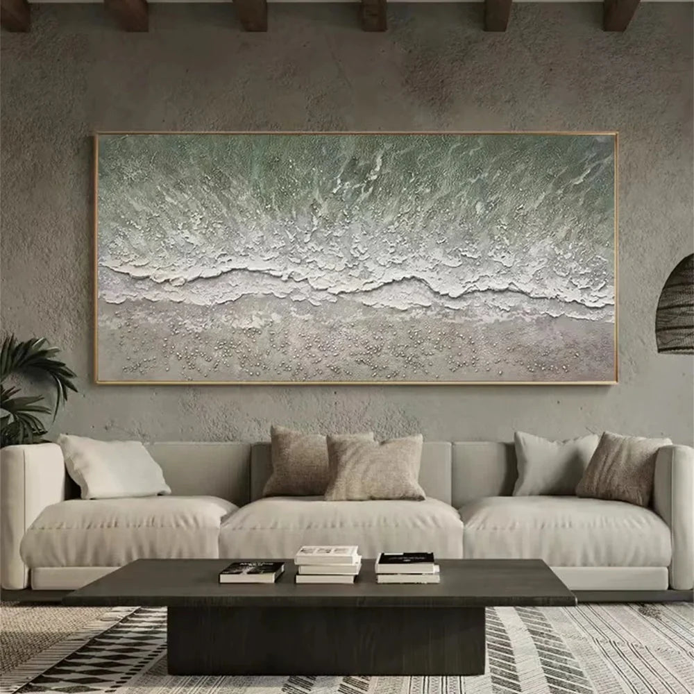 Abstract Ocean And Sky Textured Canvas Art #OC060