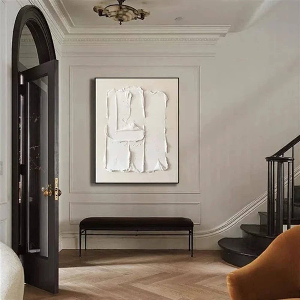 White Minimalist Textured Wall Art #WM018