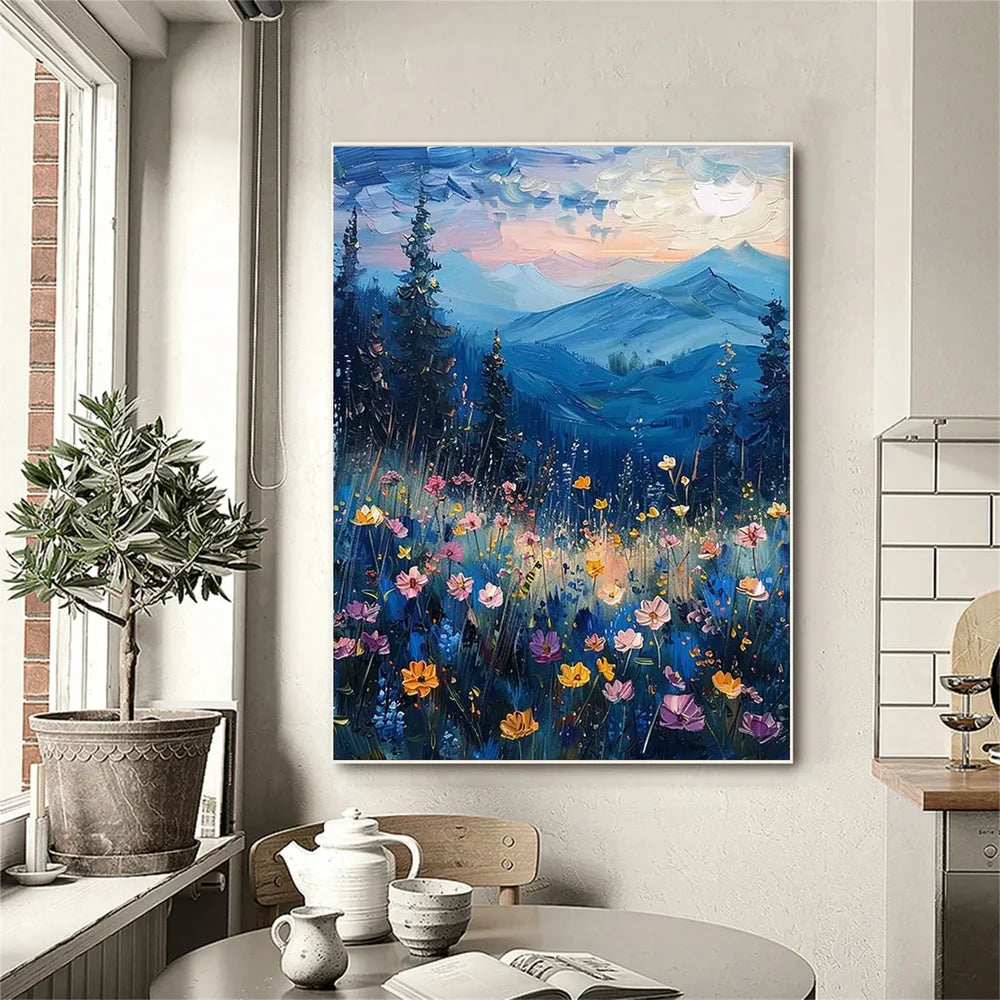 Colorful Abstract Flower And Tree Canvas Art #MF014