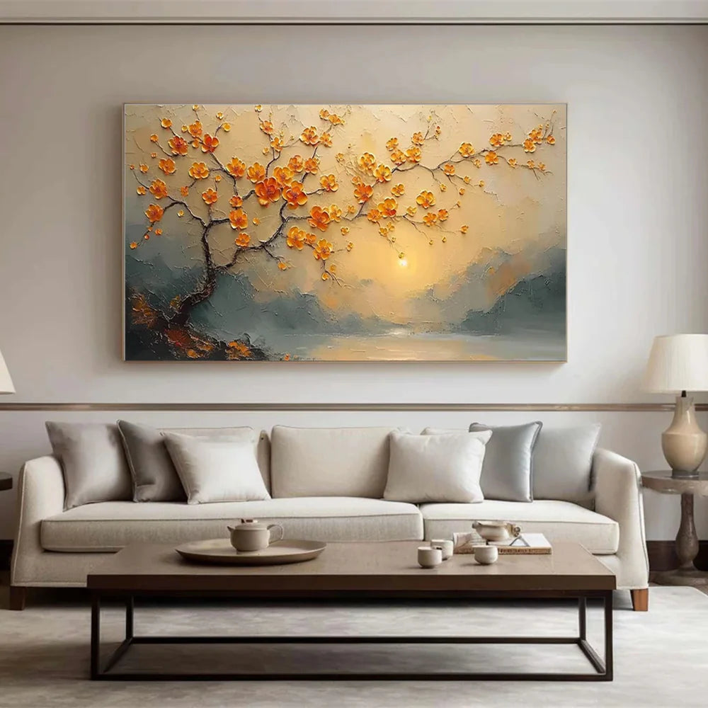 Abstract Flower And Tree Textured Canvas Art #MF049