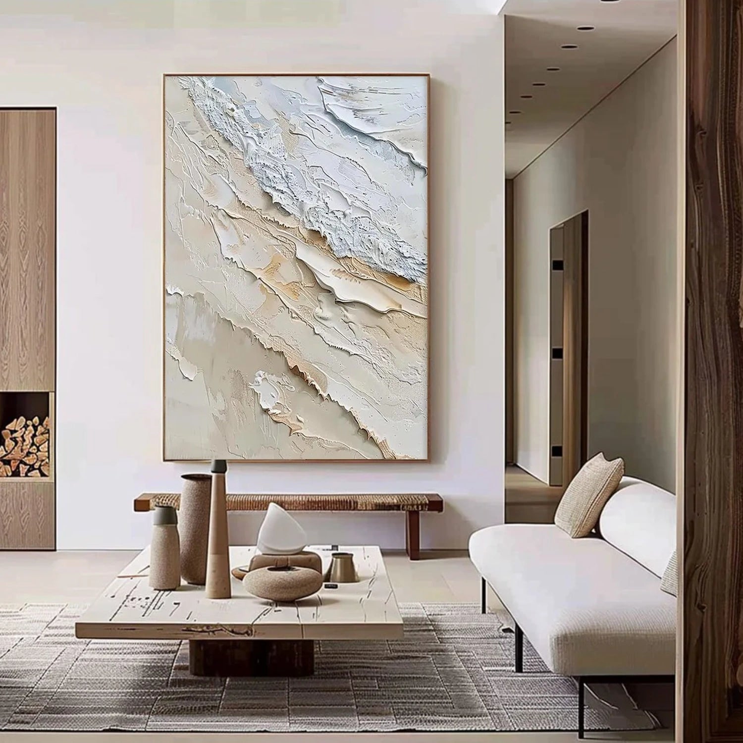 Abstract Ocean And Sky Textured Canvas Art #OC120