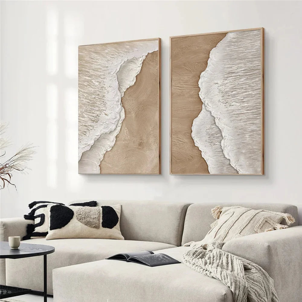 Minimalist Ocean And Sky Textured Canvas Art Set of 2 #OC004