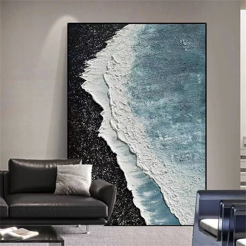Abstract Ocean And Sky Textured Canvas Art #OC063