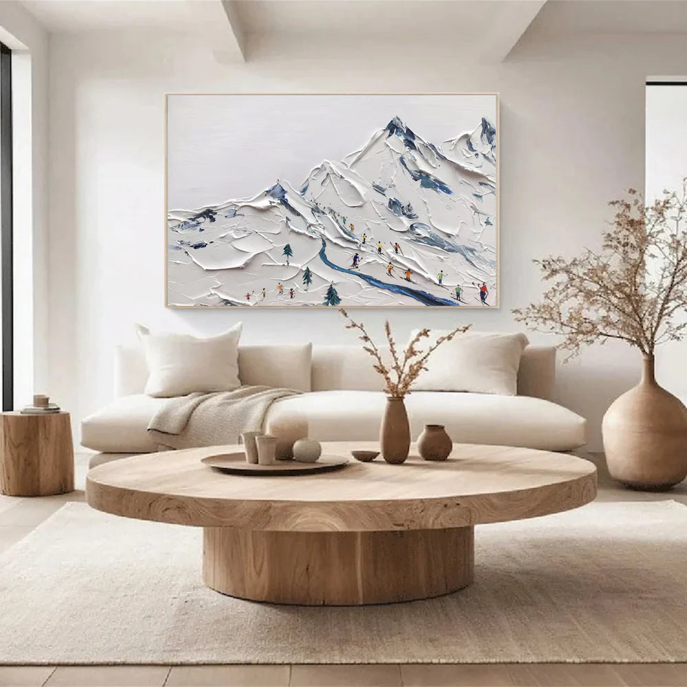 Skiing Sport Textured Canvas Painting #PB003