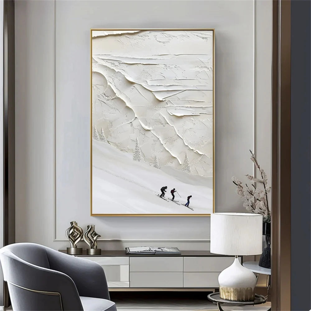 Skiing Sport Textured Canvas Painting #PB006