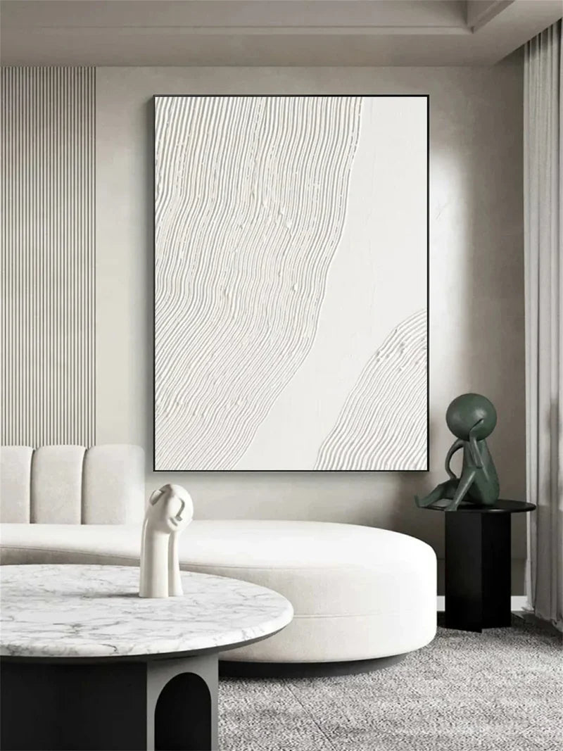 White Minimalist Textured Wall Art #WM076