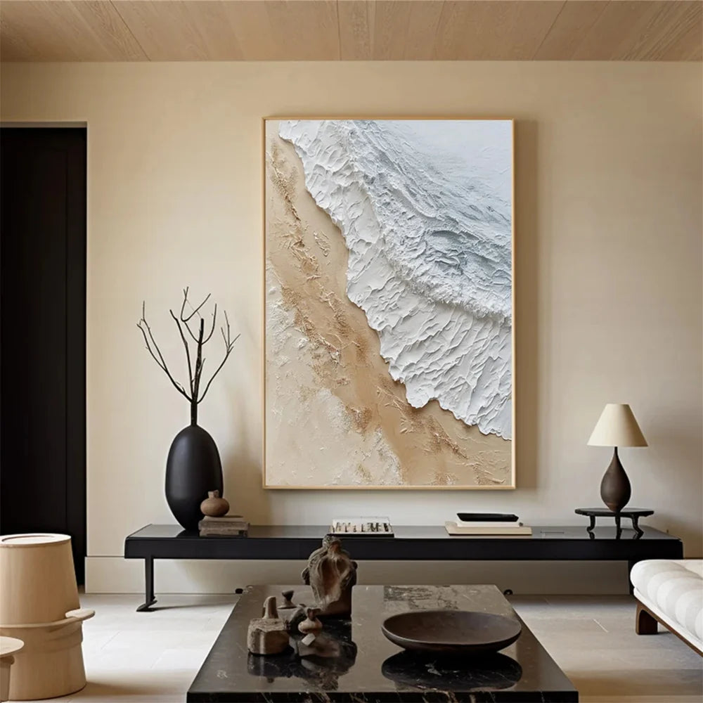 Abstract Ocean And Sky Textured Canvas Art #OC058