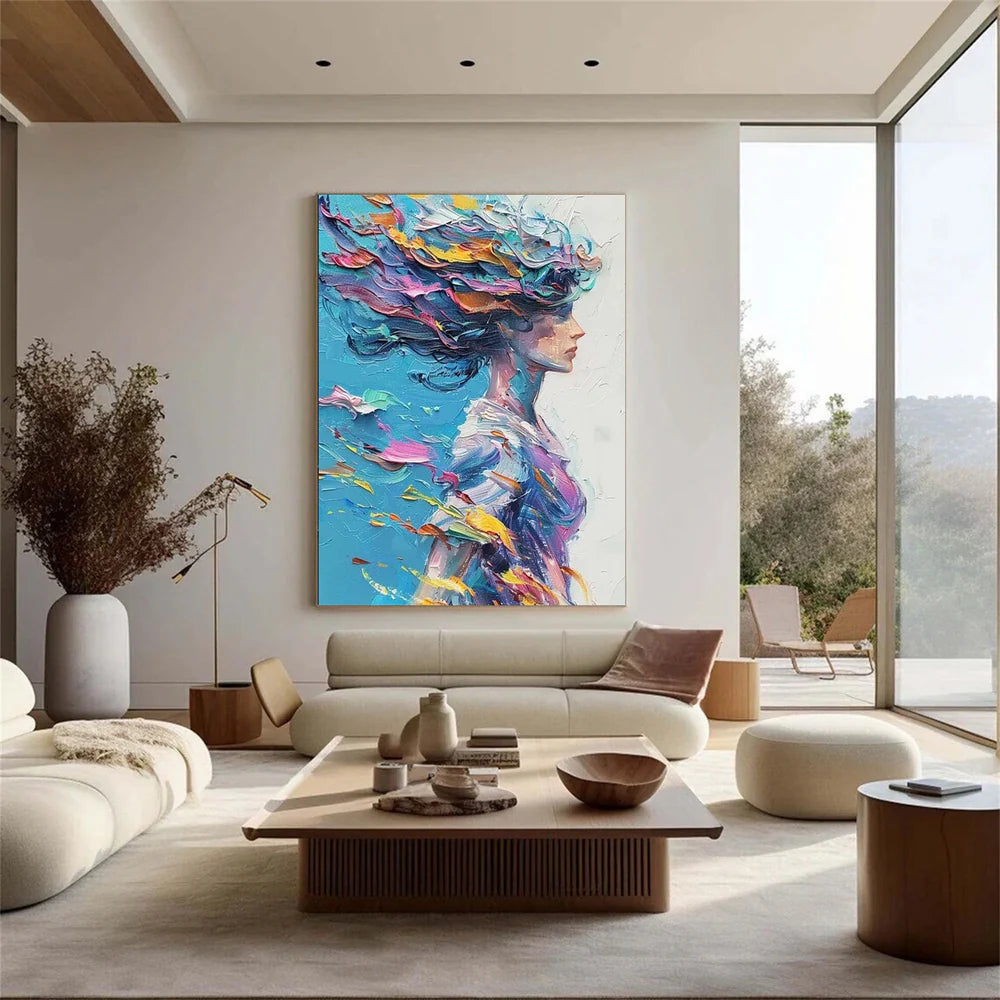 Colorful Abstract Portrait Textured Wall Art # LA011