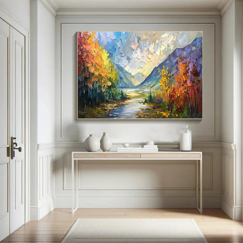 Colorful Abstract Flower And Tree Textured Canvas Art #MF063