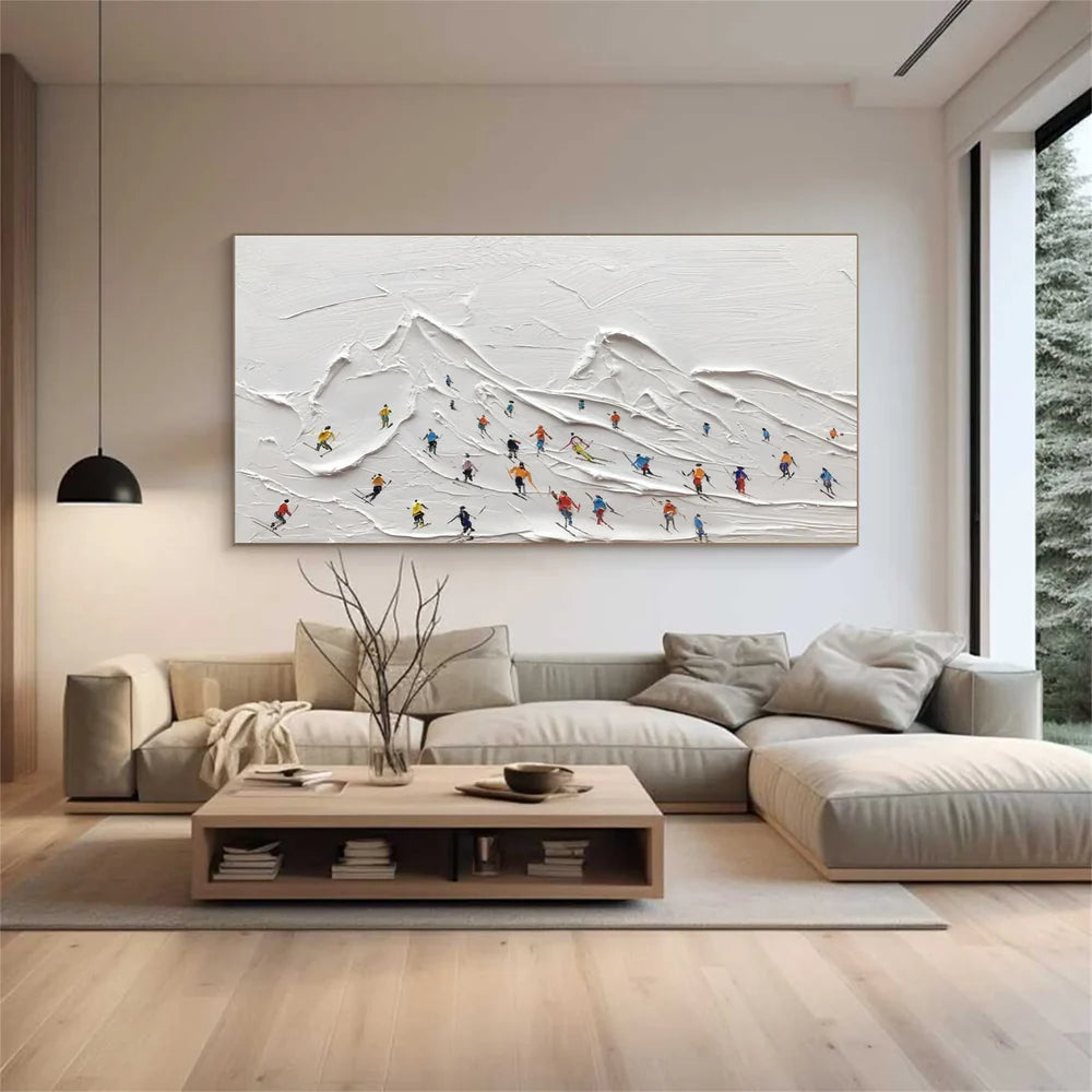 Skiing Sport Textured Canvas Painting #PB017