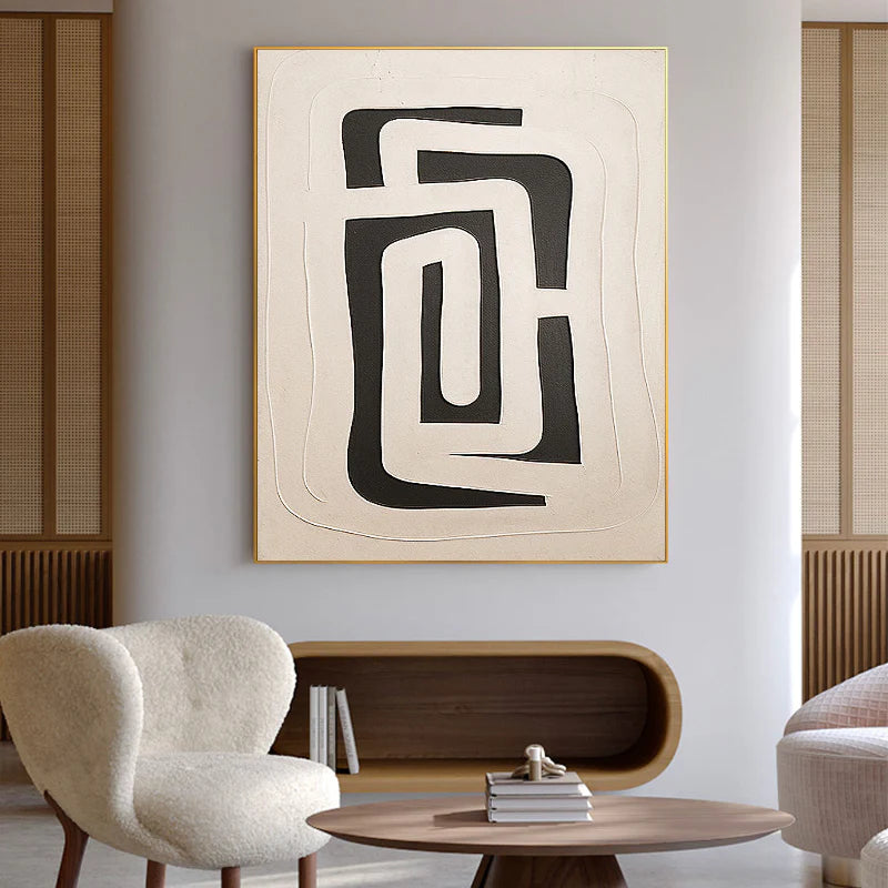 Black & Beige Wabi Sabi Textured Wall Art #VS022