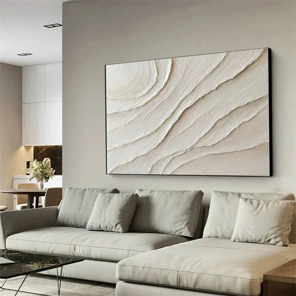 Beige Minimalist Textured Canvas Art #WM008