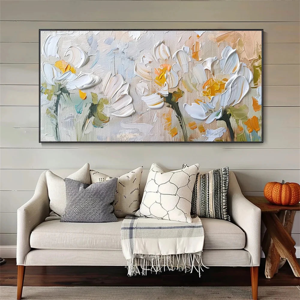Colorful Abstract Flower And Tree Textured Canvas Art #MF053