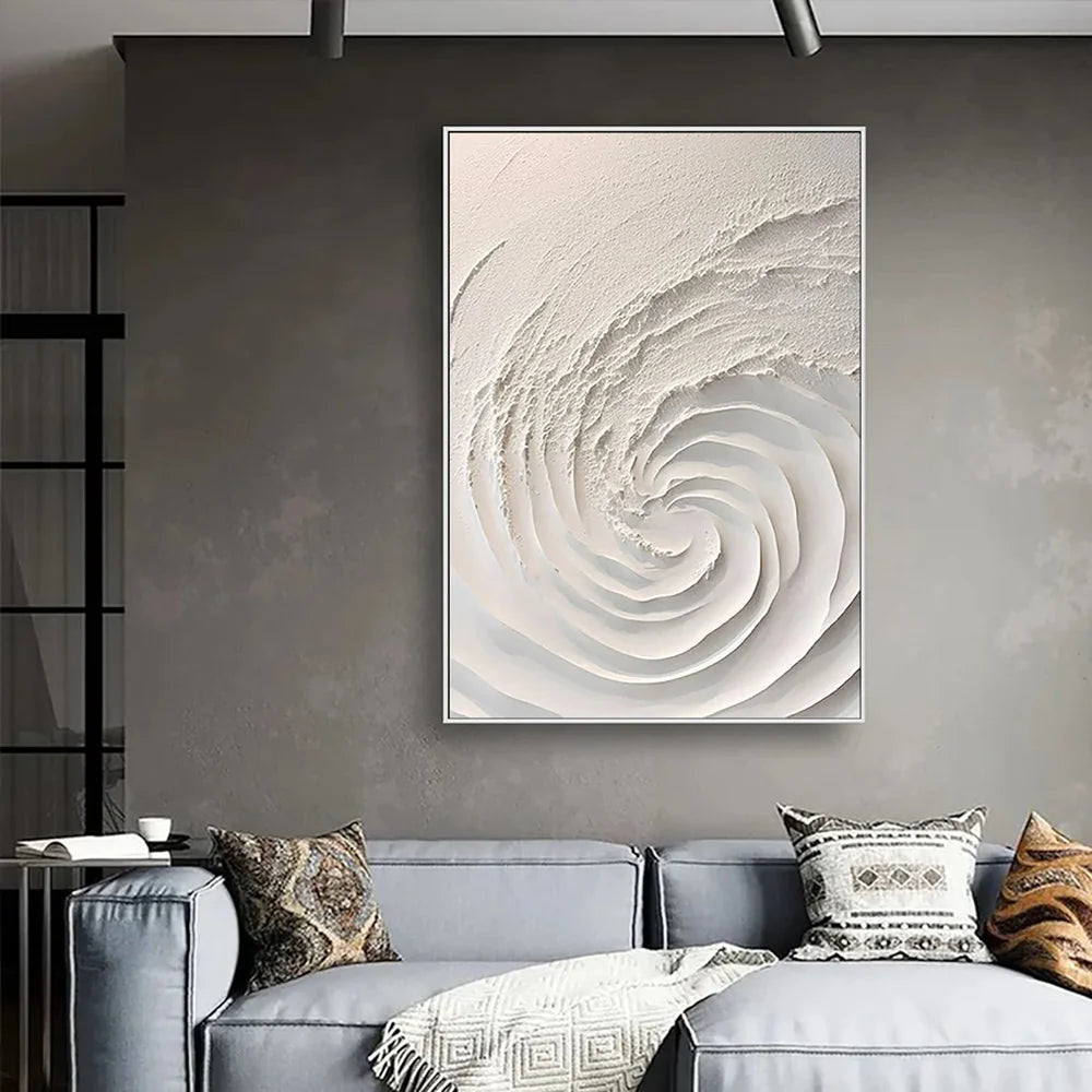 White Minimalist Textured Wall Art #WM030