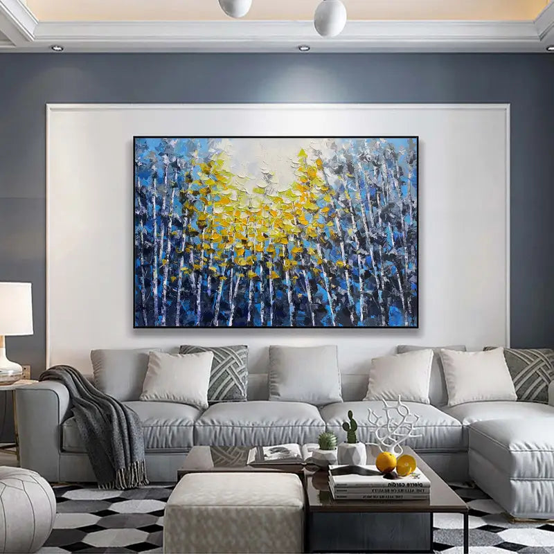 Colorful Abstract Flower And Tree Textured Canvas Art #MF046