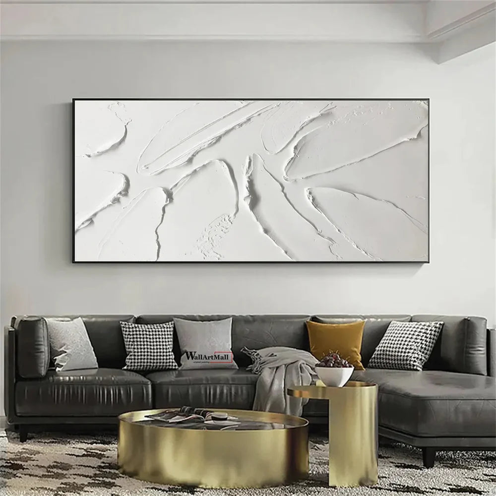 White Minimalist Textured Wall Art #WM059