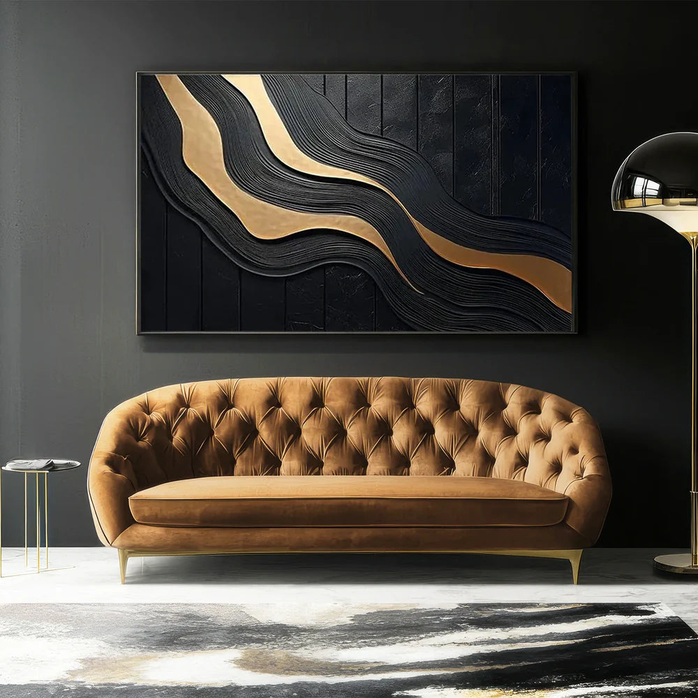 Black Minimalist Textured Canvas Art #WZ074