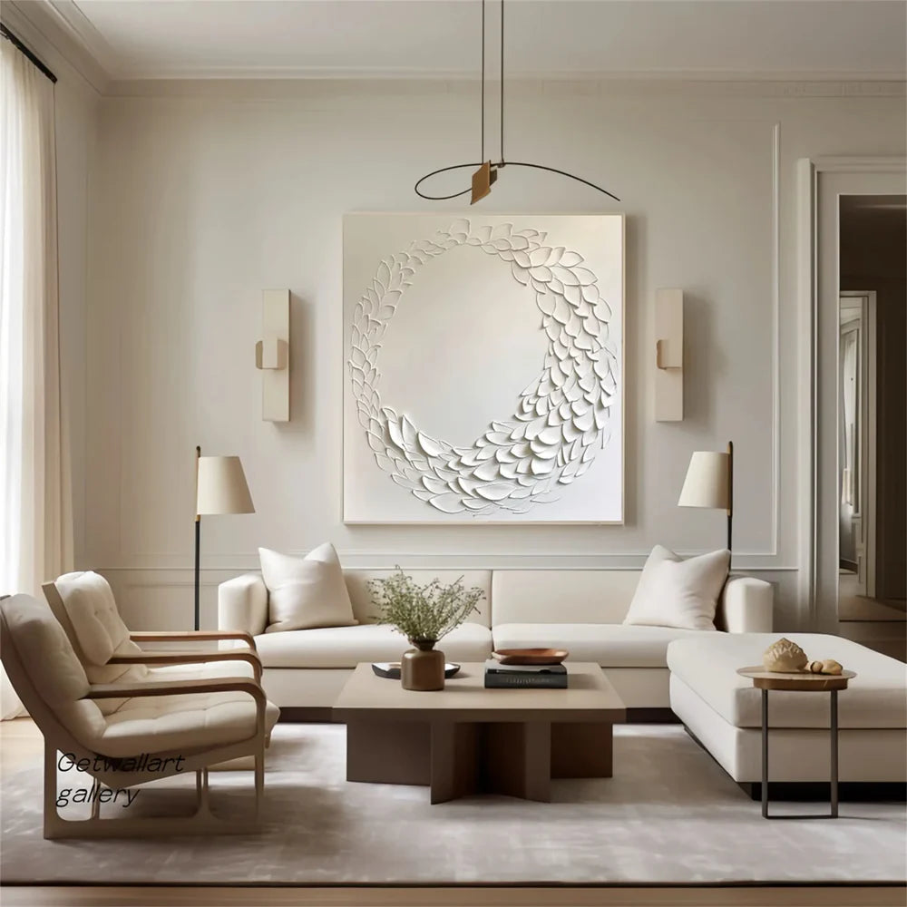 White Minimalist Textured Wall Art #WM063