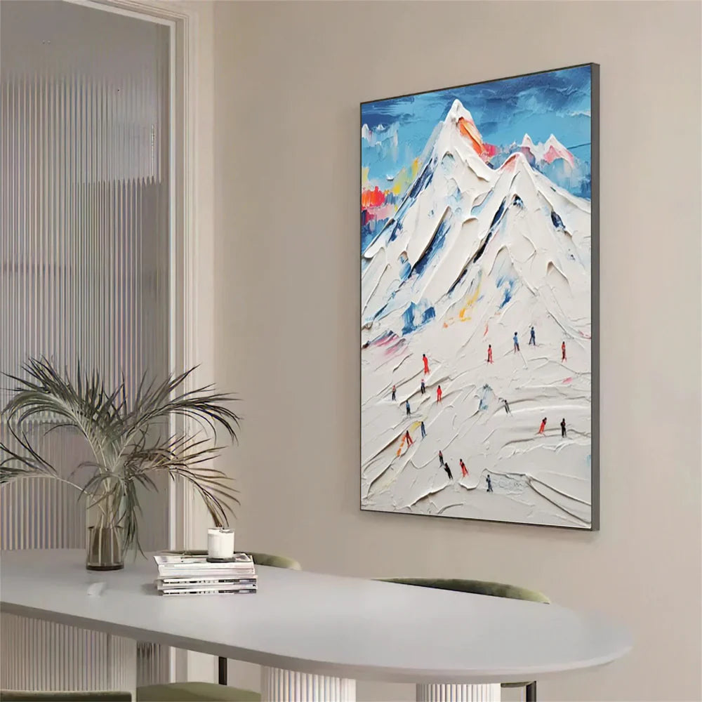 Skiing Sport Textured Canvas Painting #PB005