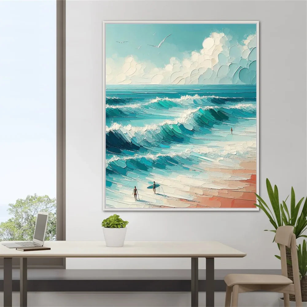 Surfing Sport Textured Canvas Painting #PB026