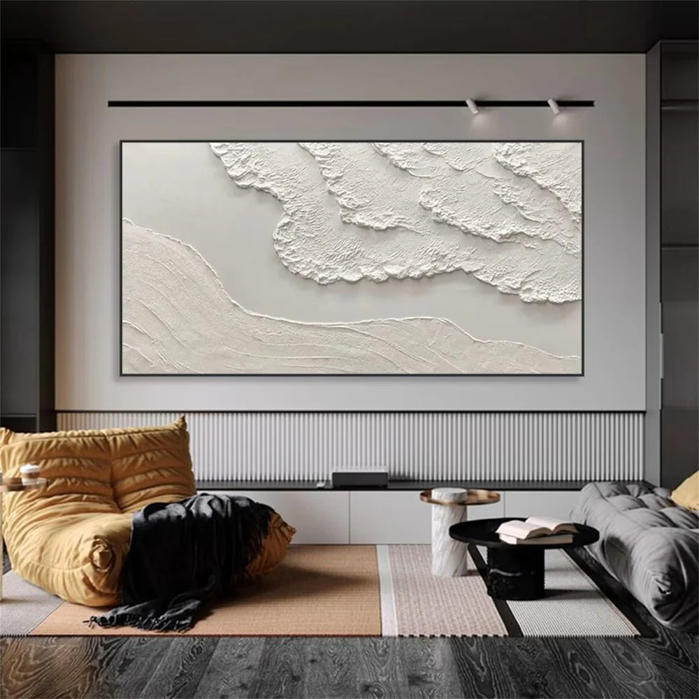 White Minimalist Textured Wall Art #WM020