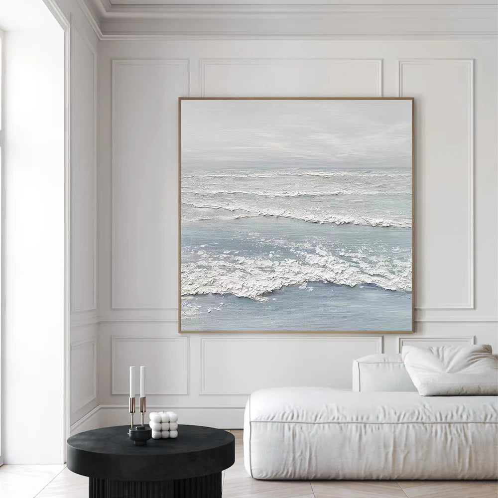 Minimalist Ocean And Sky Textured Canvas Art #OC048