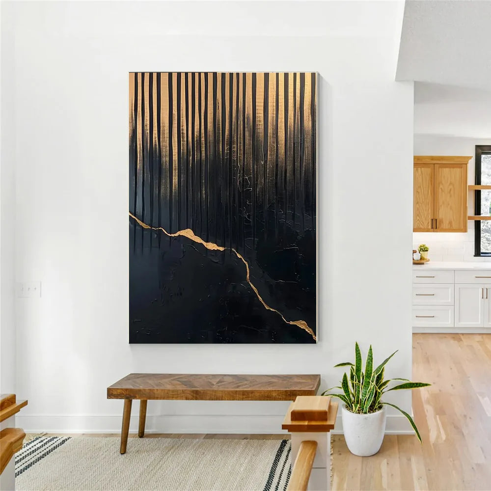 Black Minimalist Textured Canvas Art #WZ069