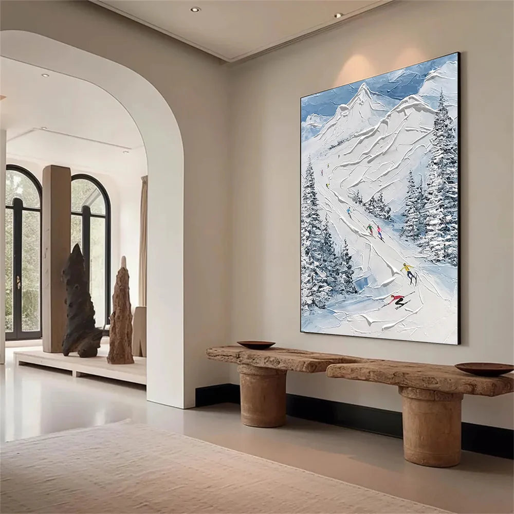 Skiing Sport Textured Canvas Painting #PB009