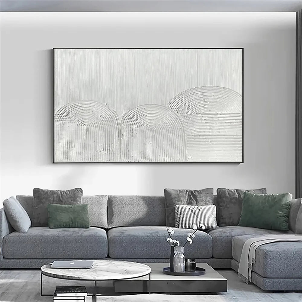 White Minimalist Textured Wall Art #WM062