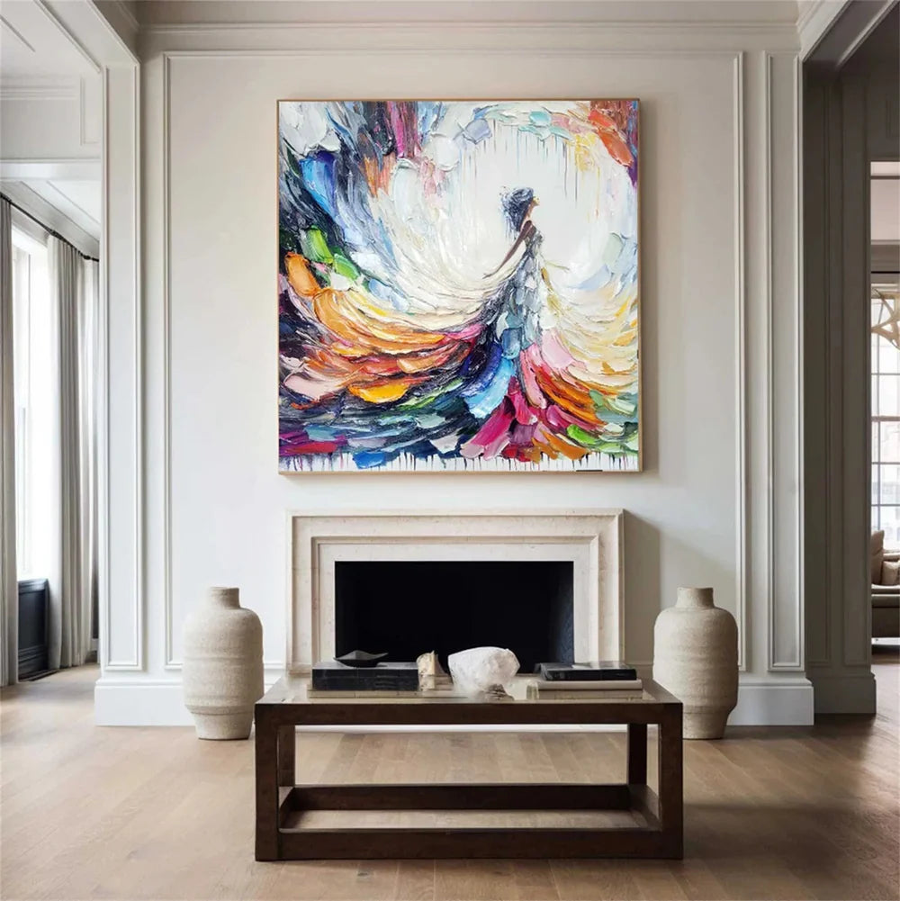 Colorful Abstract Portrait Textured Wall Art # LA014