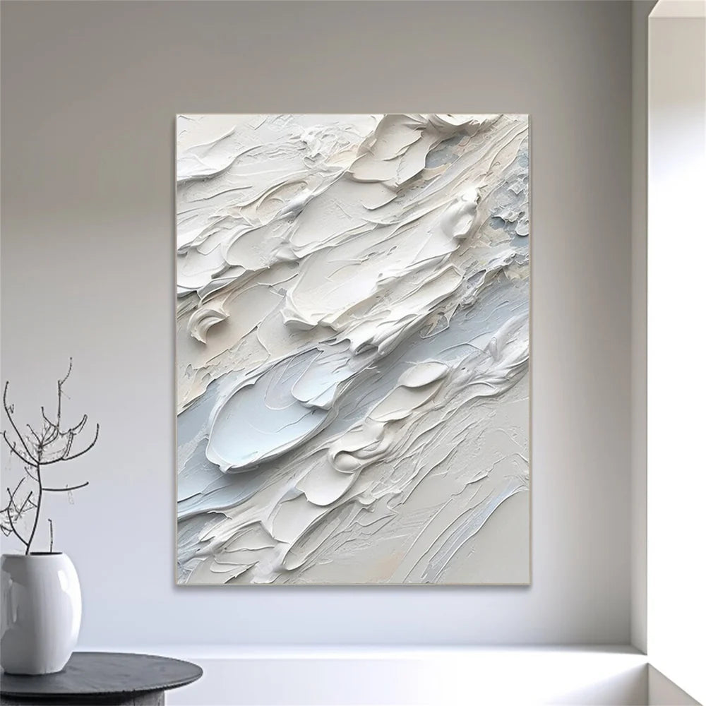 White Minimalist Textured Wall Art #WM049