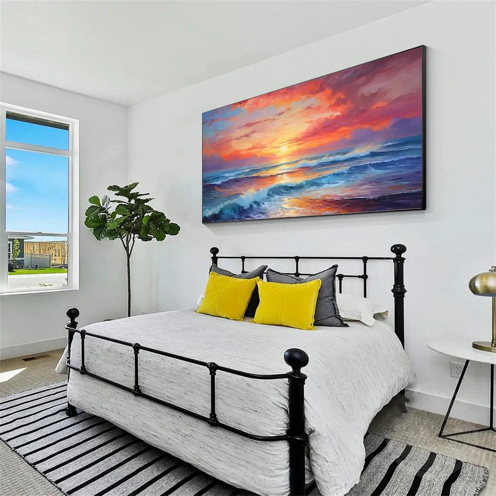 Colorful Abstract Ocean And Sky Canvas Art #OC065
