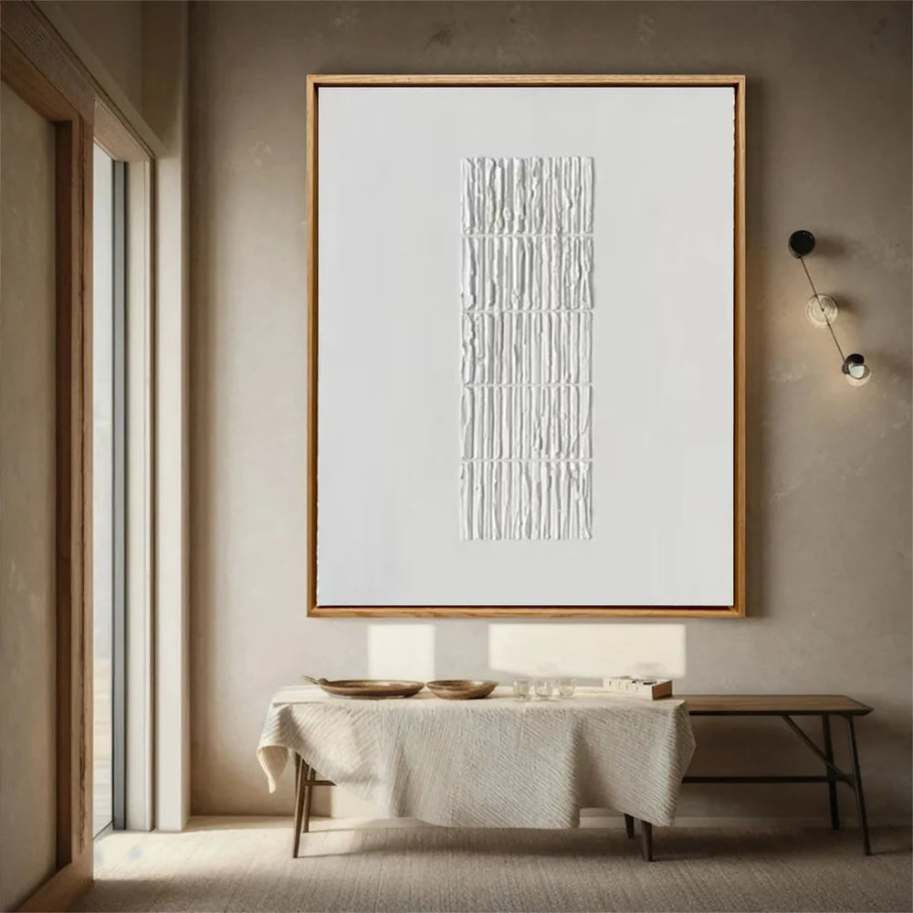 White Minimalist Textured Wall Art #WM073
