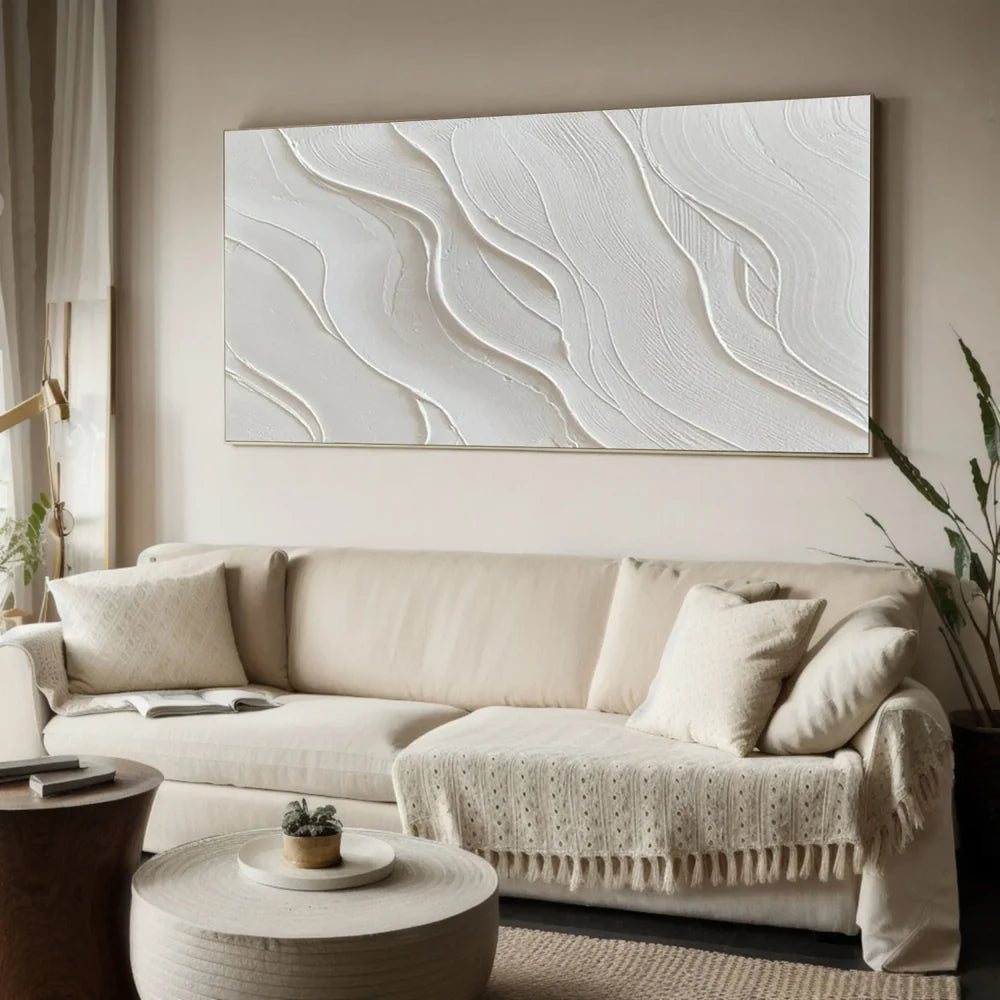 White Minimalist Textured Wall Art #WM021