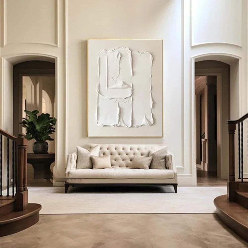 White Minimalist Textured Wall Art #WM018