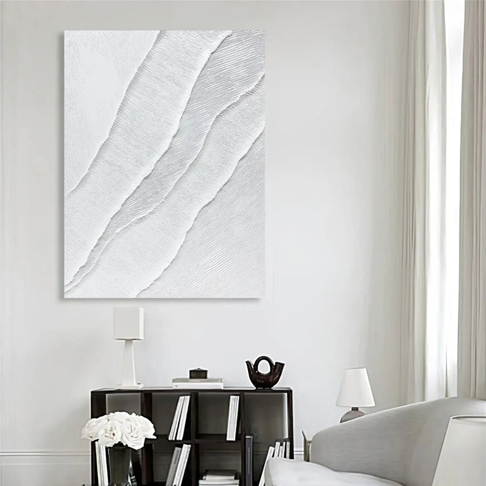 White Minimalist Textured Wall Art #WM068