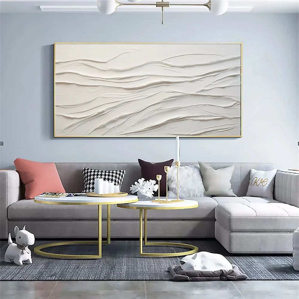 White Minimalist Textured Wall Art #WM060