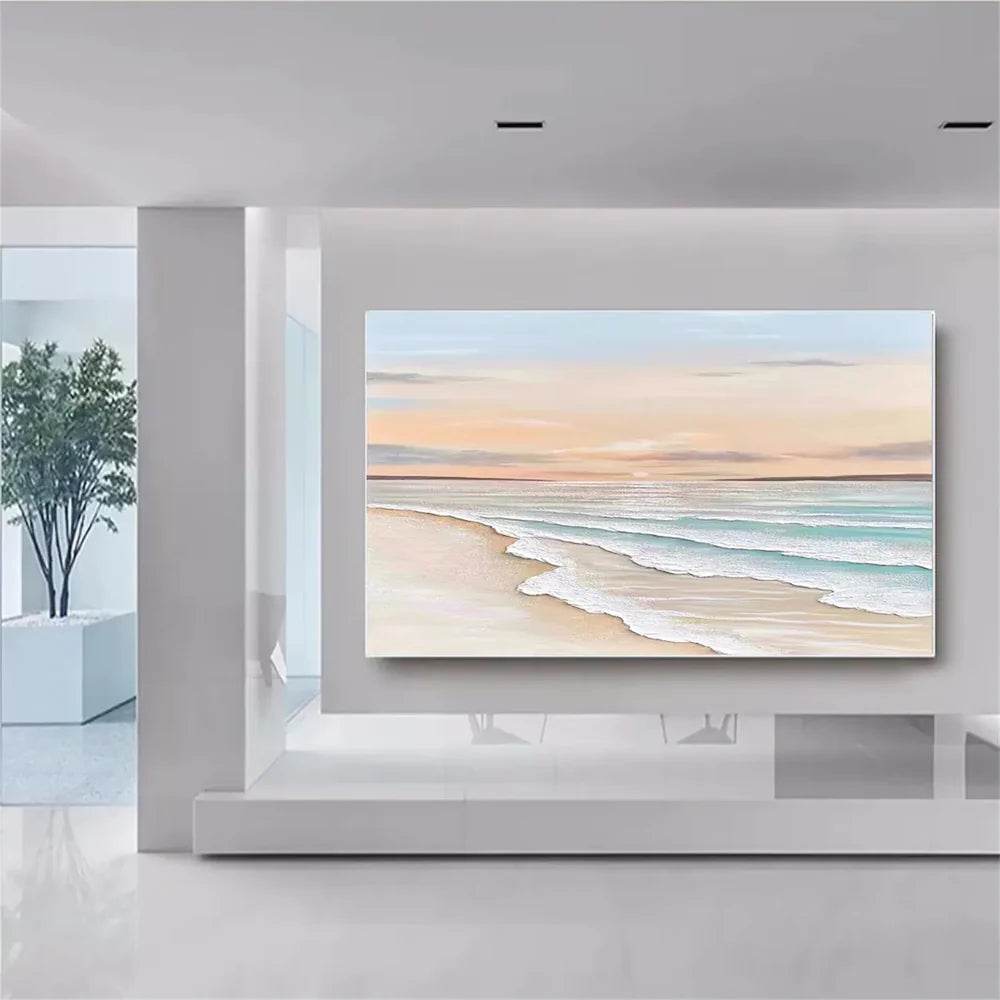 Abstract Ocean And Sky Textured Canvas Art #OC038