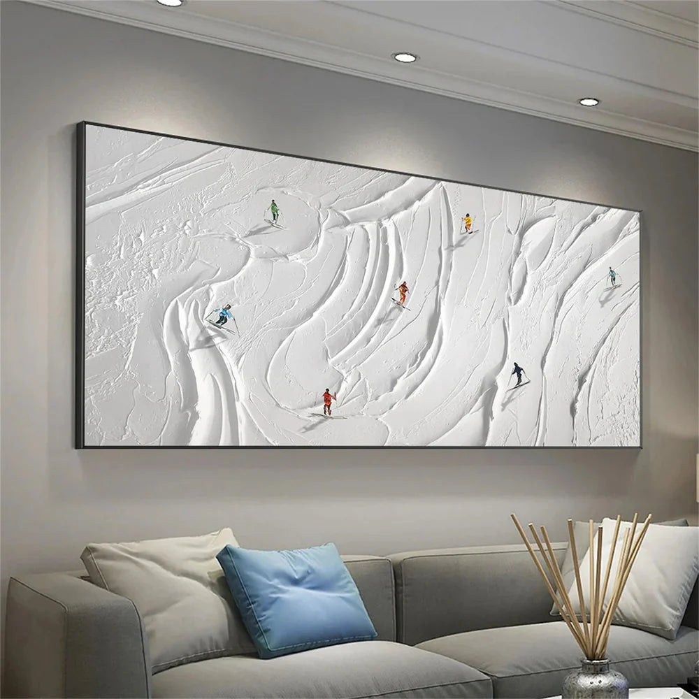 Skiing Sport Textured Canvas Painting #PB010