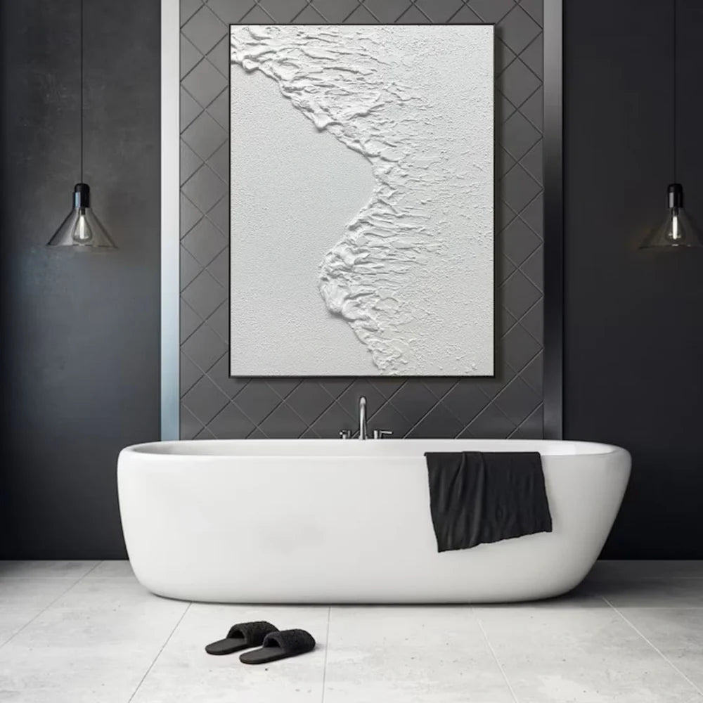 White Minimalist Textured Wall Art #WM022