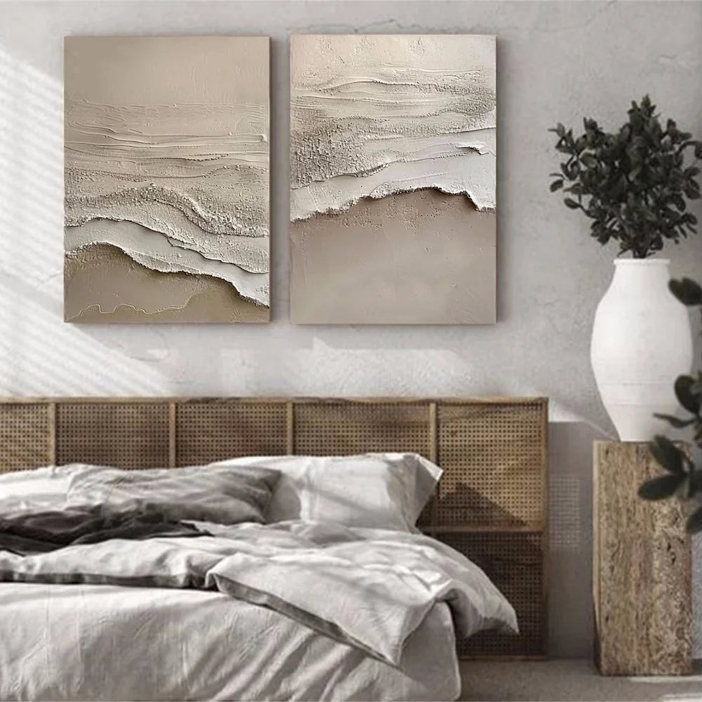 Minimalist Ocean And Sky Textured Canvas Art Set of 2 #OC003