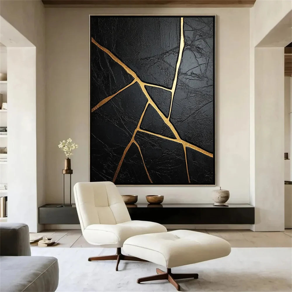 Black Minimalist Textured Canvas Art #WZ070
