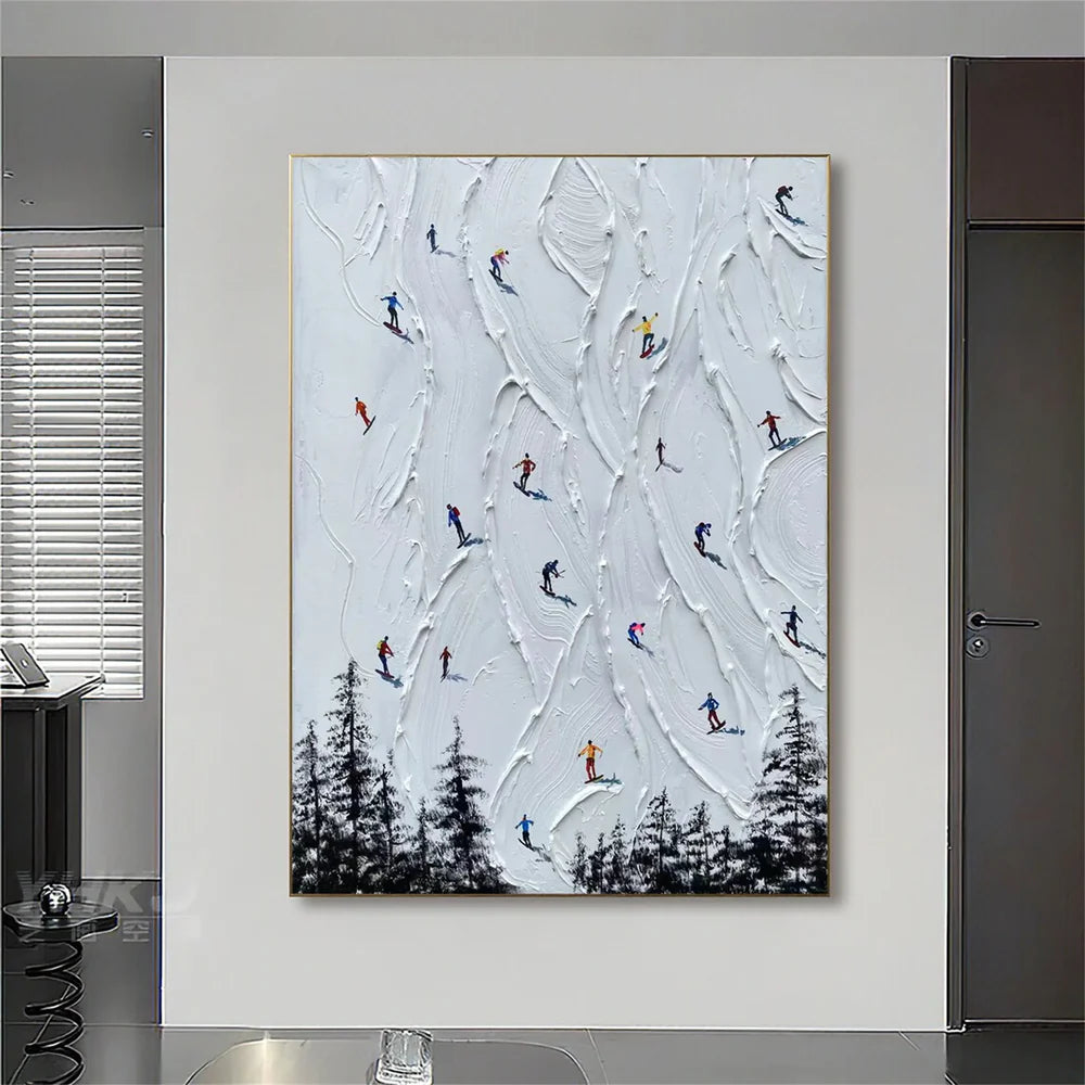 Skiing Sport Textured Canvas Painting #PB012