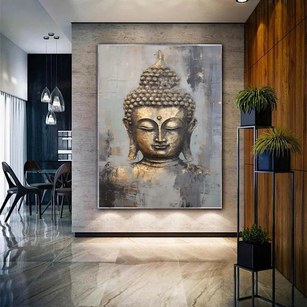 Abstract Buddha Portrait Textured Wall Art # LA007