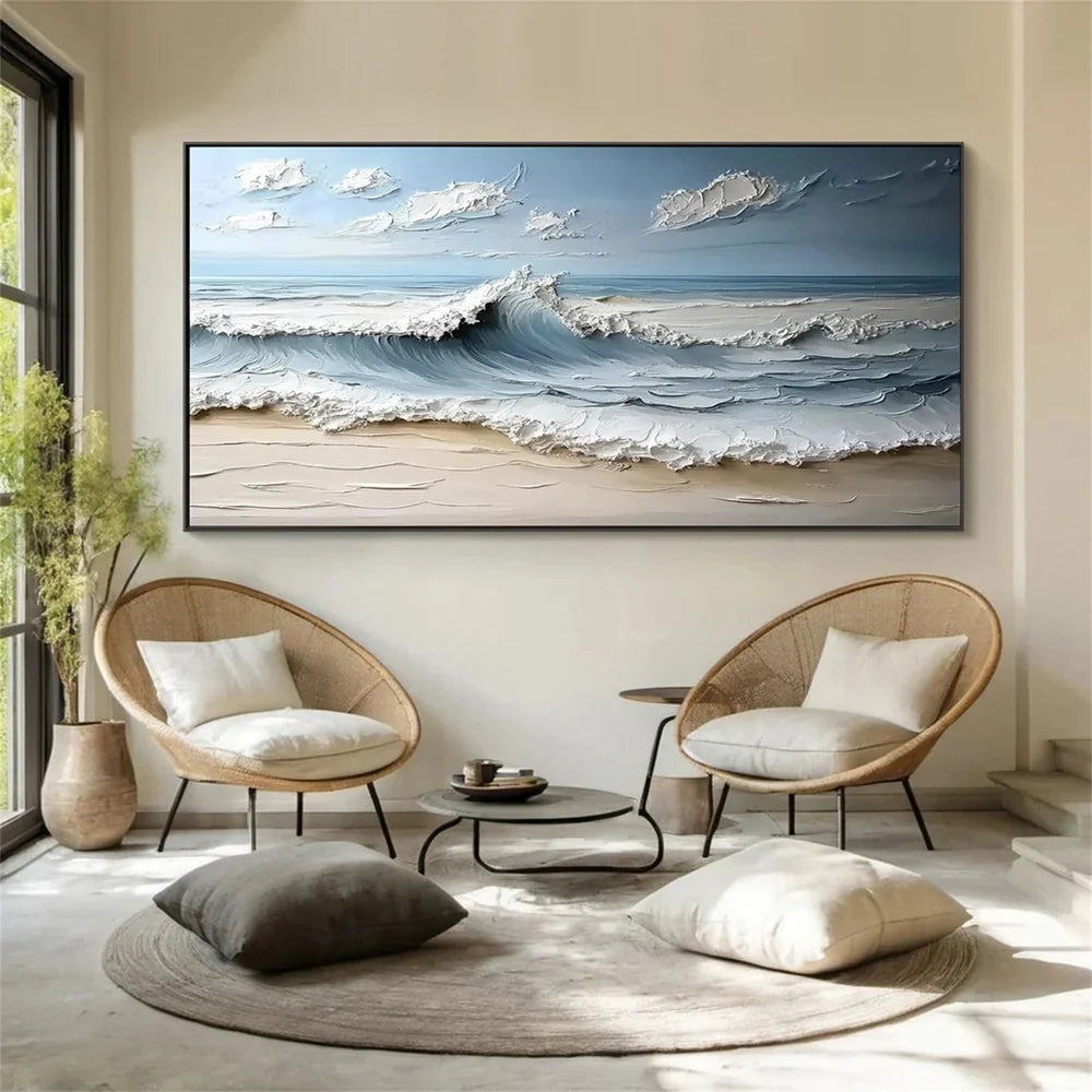 Abstract Ocean And Sky Textured Canvas Art # OC009